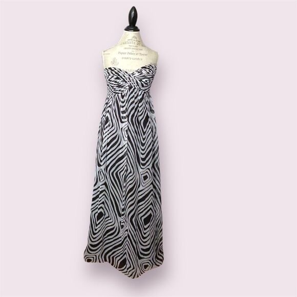 WHITE HOUSE BLACK MARKET 2000s Silk Empire Waist Strapless Maxi Dress - Picture 1 of 14